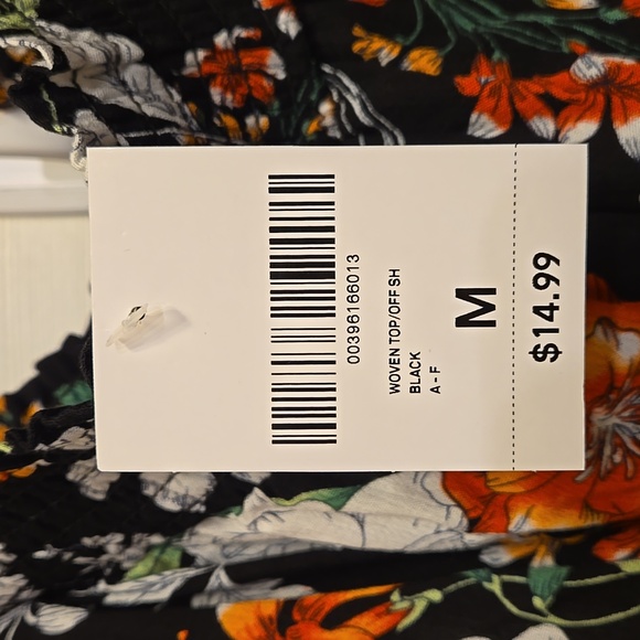 WOMEN'S MEDIUM OFF SHOULDER LONG SLEEVE CROP TOP FLORAL - Picture 2 of 8